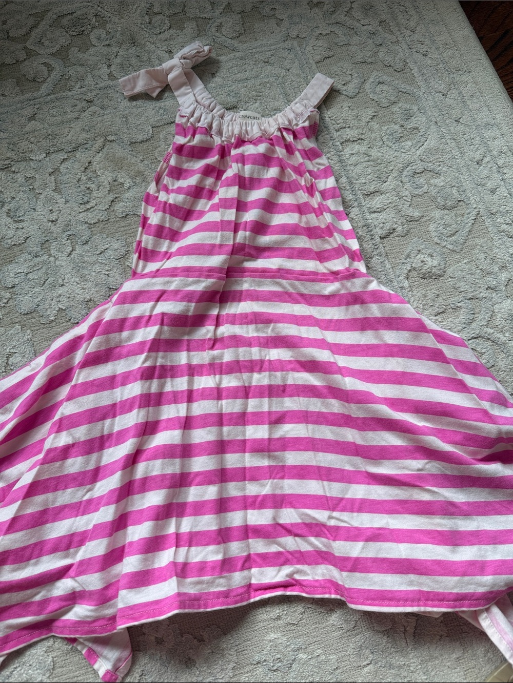 Crewcuts Pink & White Striped Girls' Nightgown with Tie-Strap